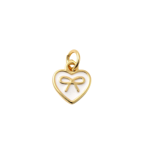 heart (white & gold) bow charm
