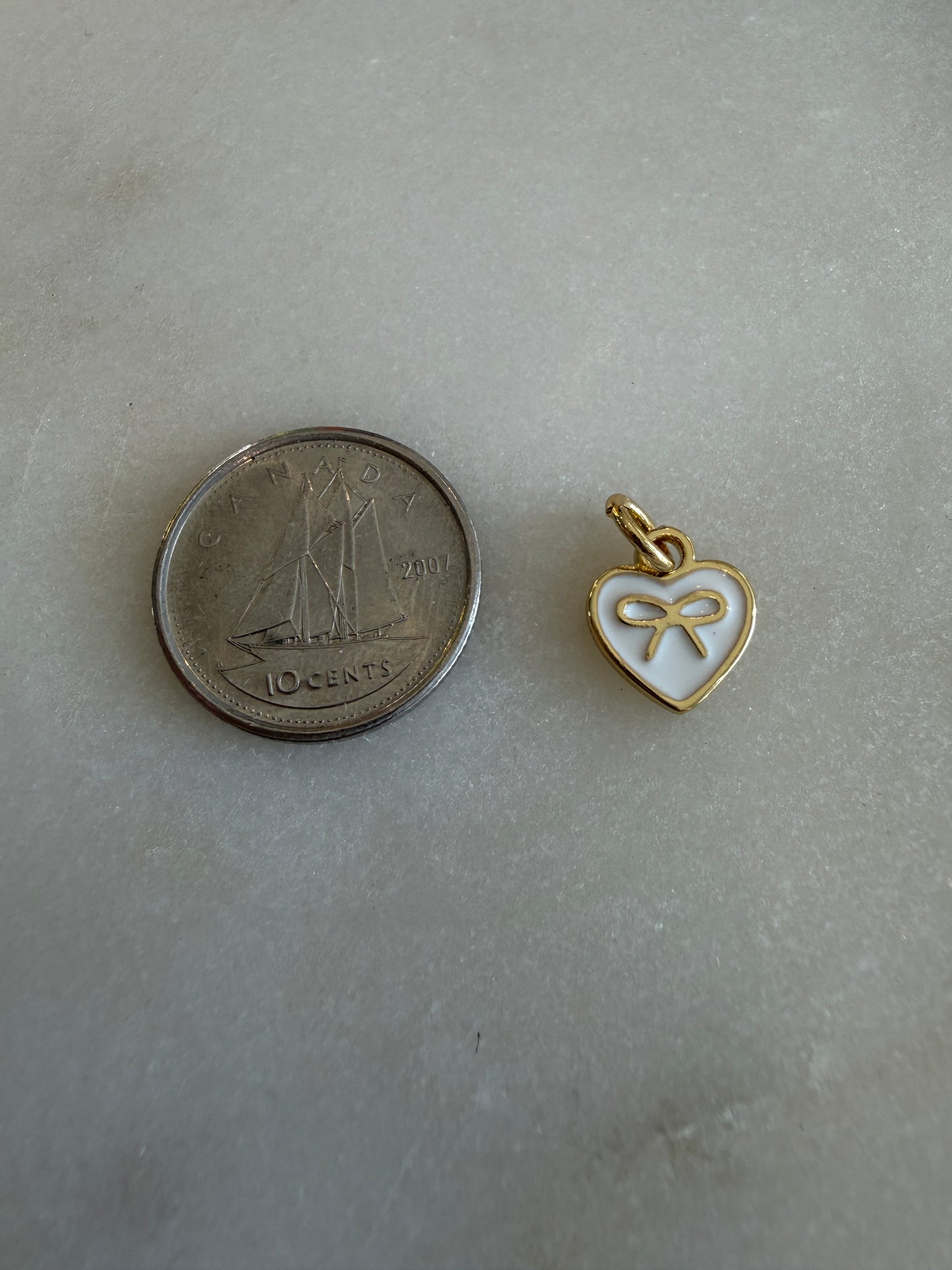heart (white & gold) bow charm