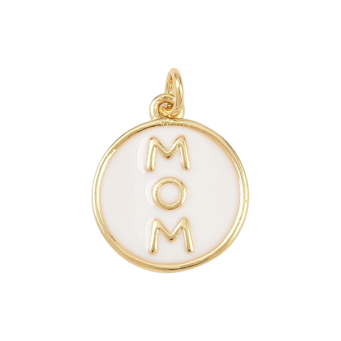 mom pendant charm (white and gold)