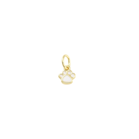 paw charm gold and white mini