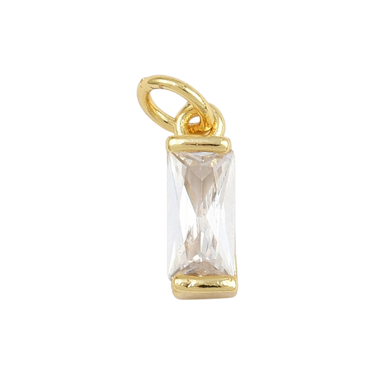 rectangle slim cubic zirconia charm