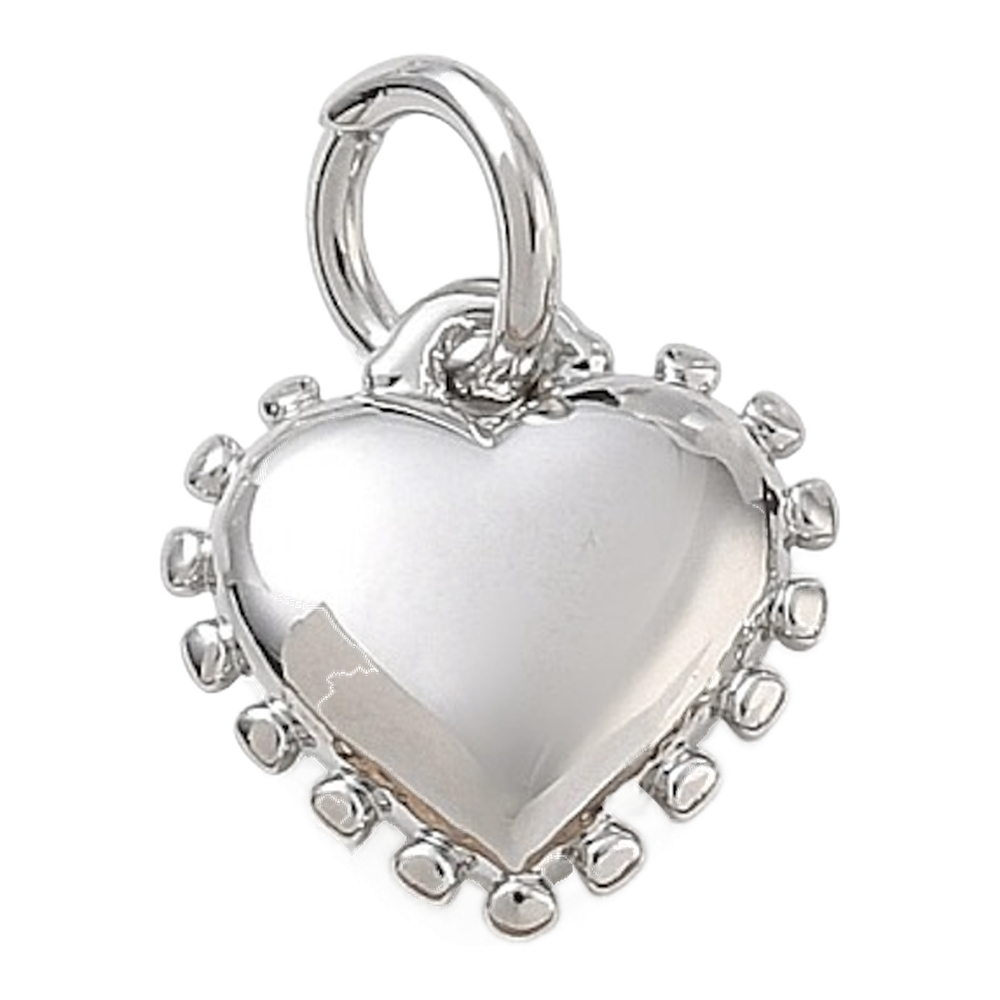 silver beaded puffy heart charm