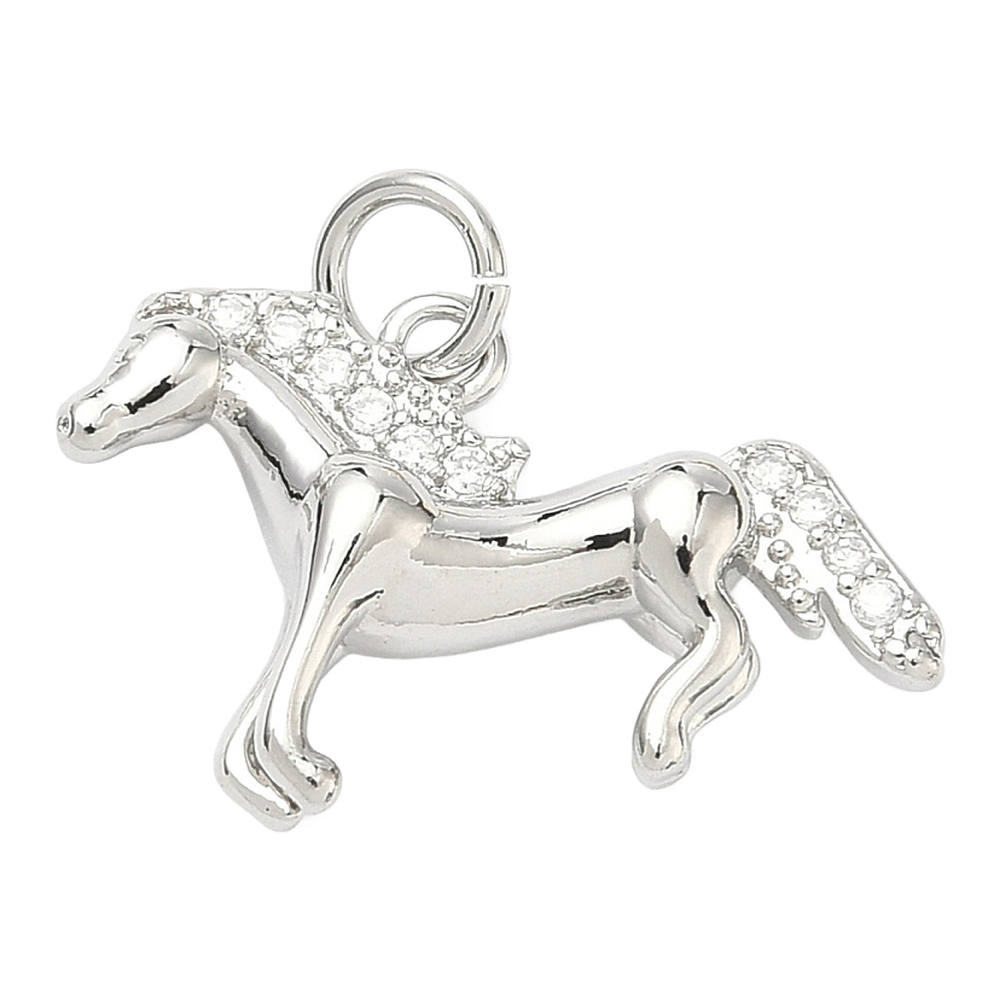 silver horse rhinestone charm