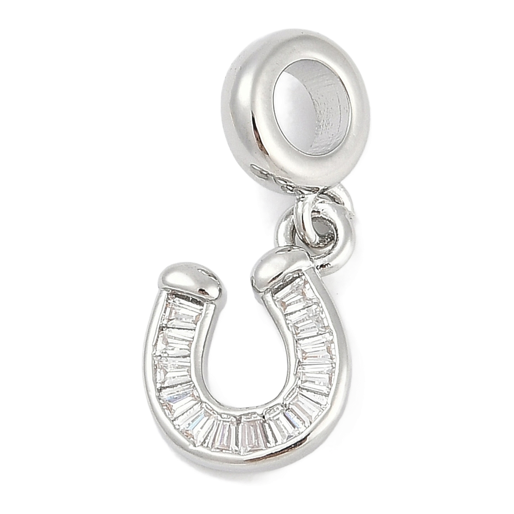 silver horseshoe baguette charm