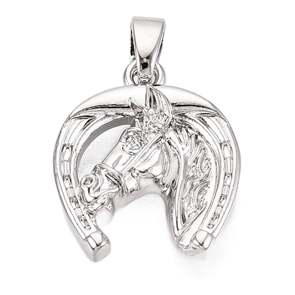 silver horseshoe horse head charm