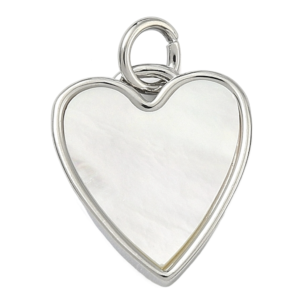 silver mother of pearl heart charm