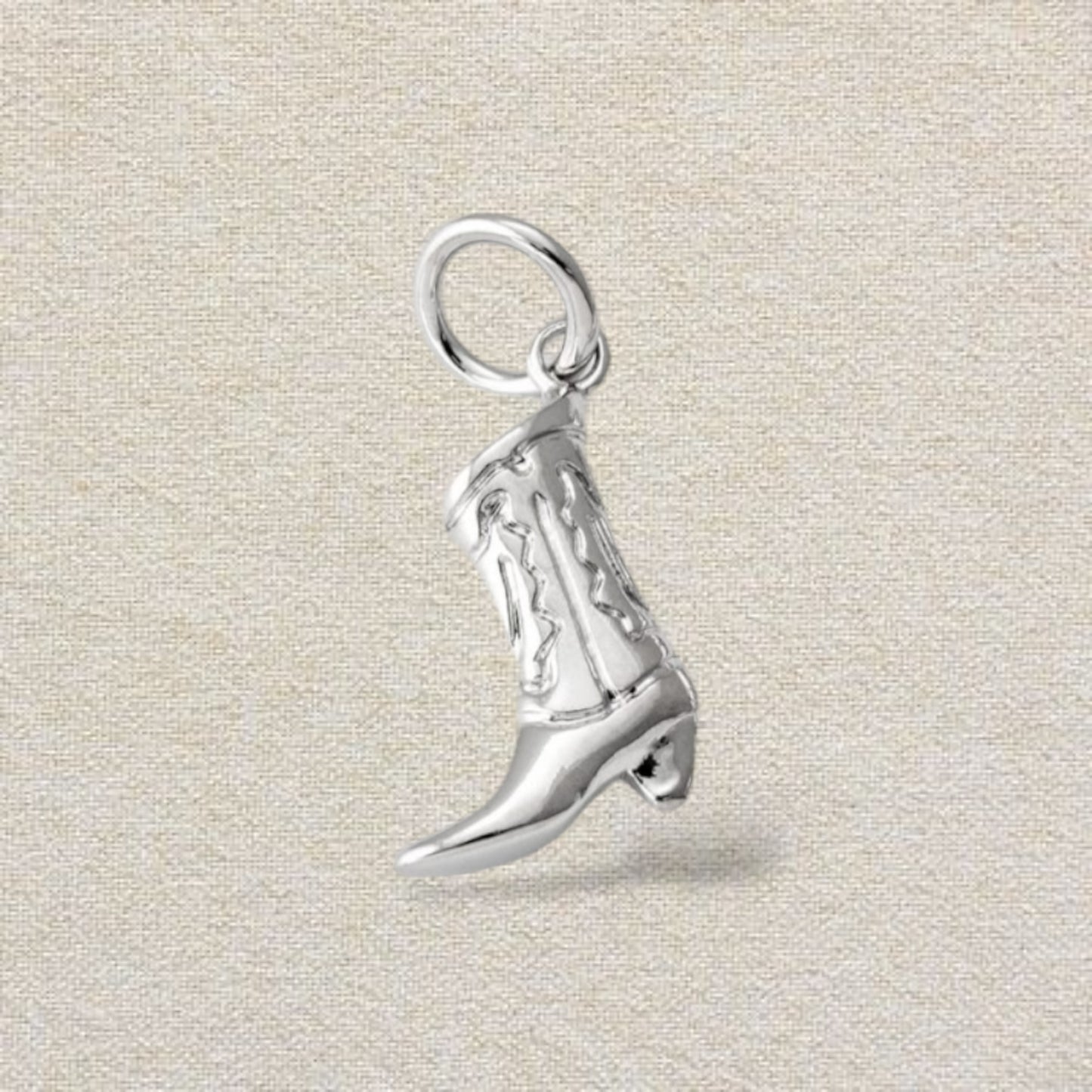 silver cowboy boot charm (3D)