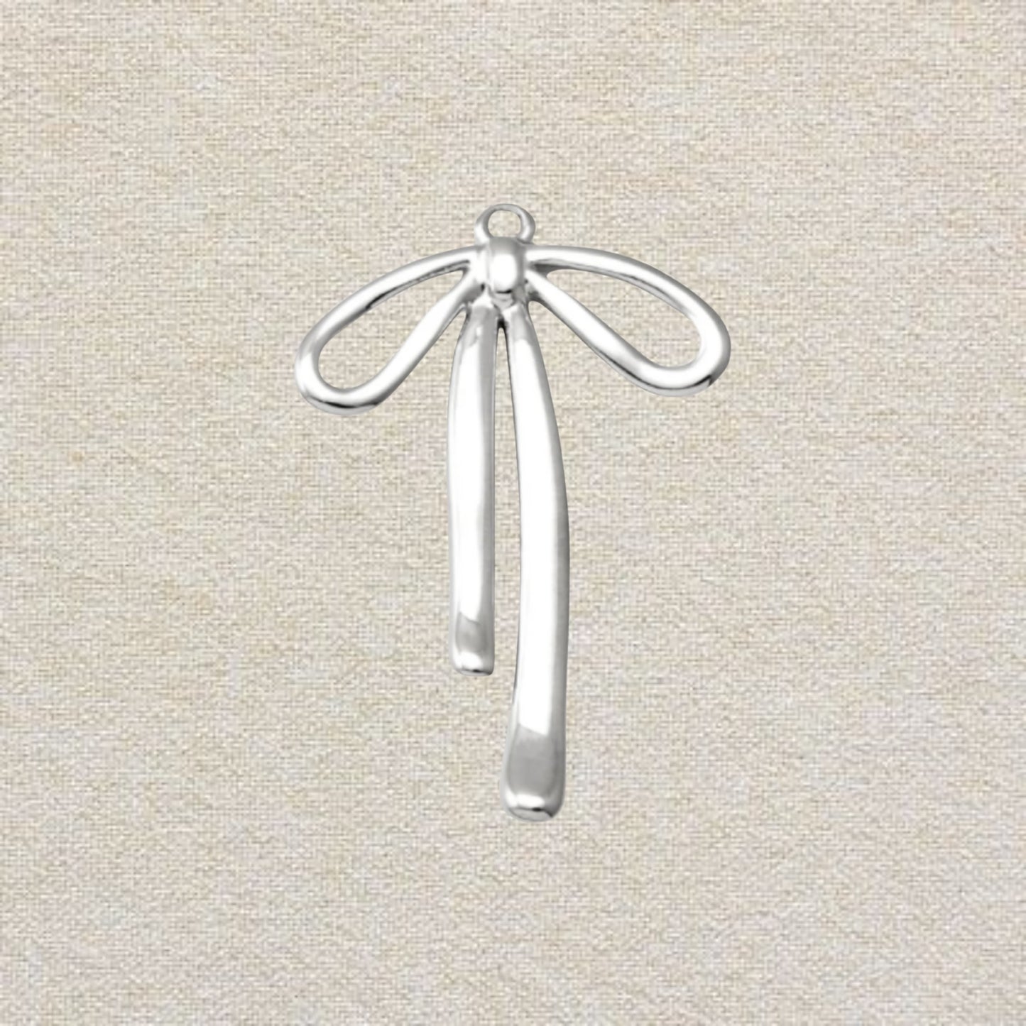 silver bow charm (long string)