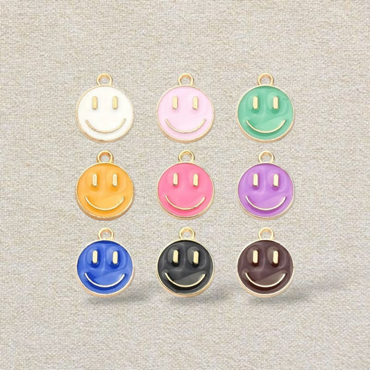 multicolor smiley face enamel charm