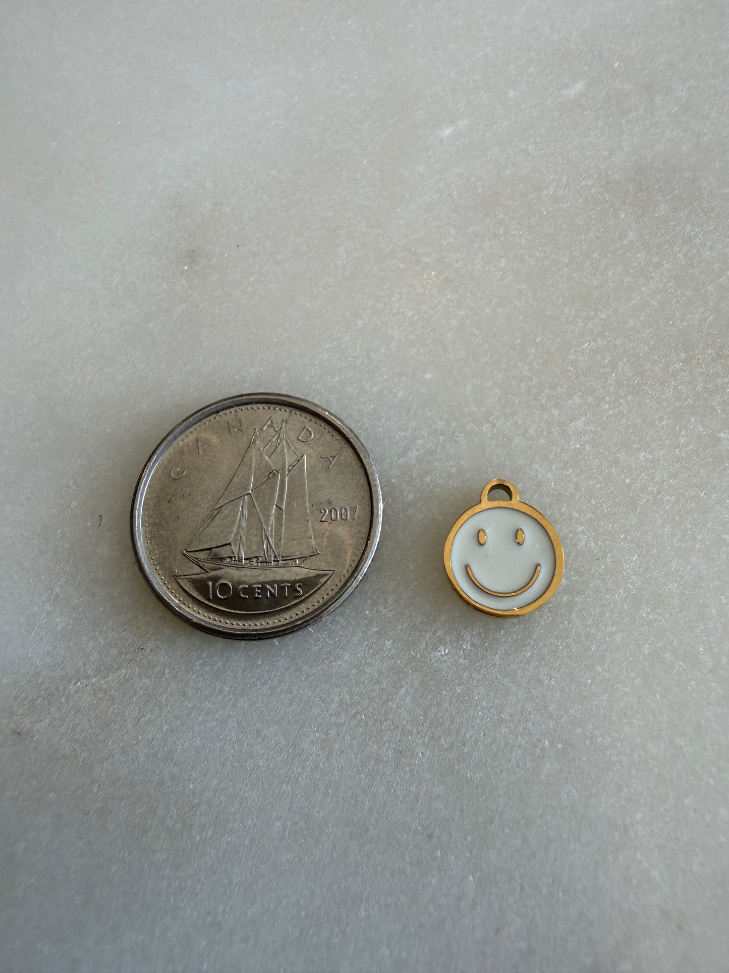 smiley face (white & gold) charm 2