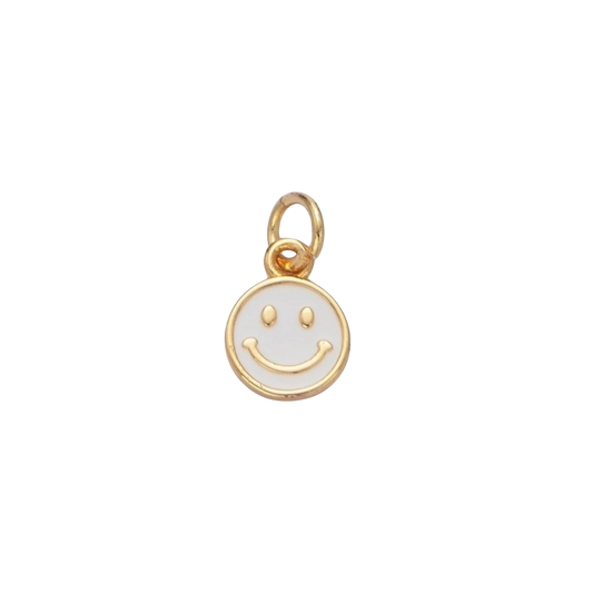 smiley face (white & gold) charm